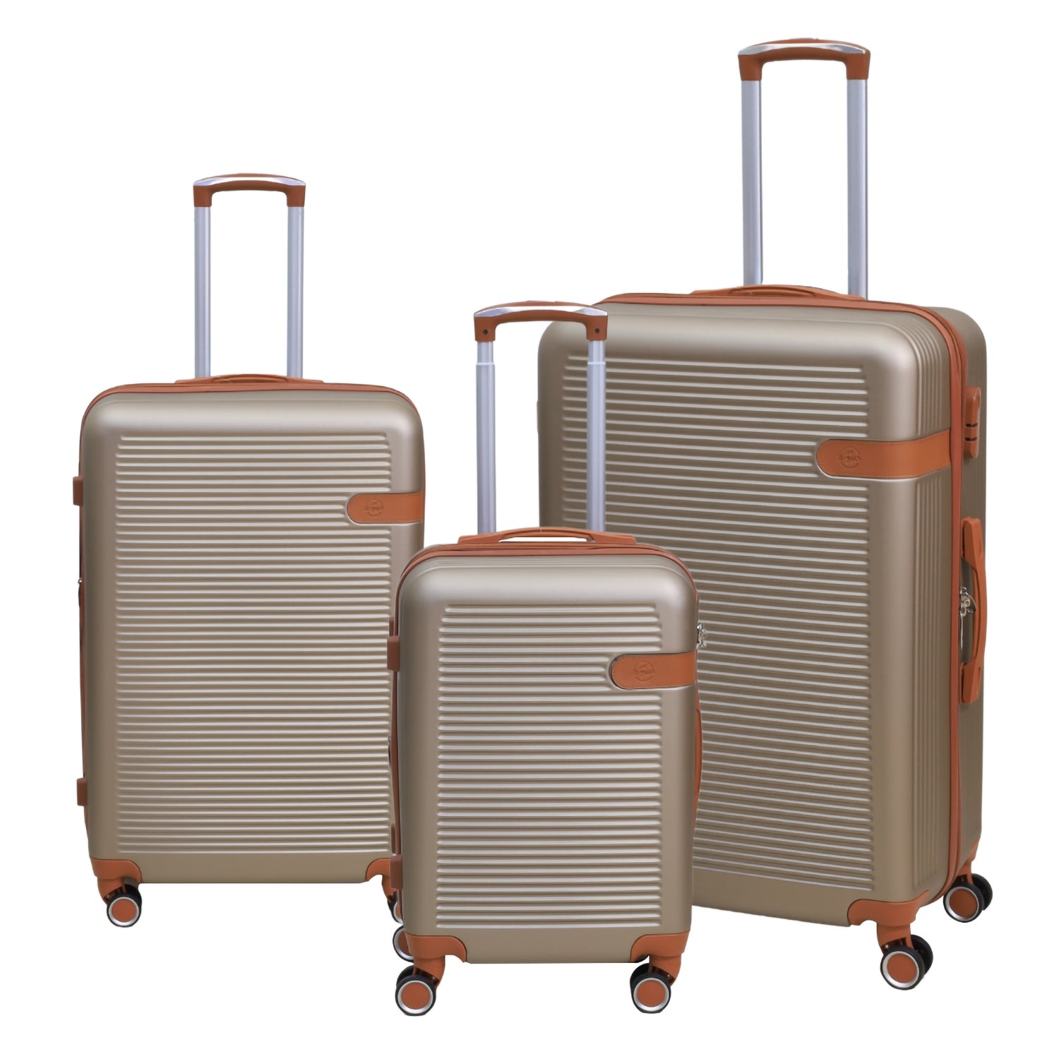 3PCS Travel Suitcase Vienna Champagne Expandable ABS Luggage