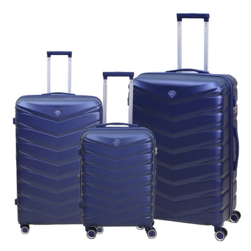 3PCS Travel Suitcase Denver Blue Expandable ABS Luggage