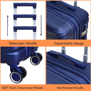 4Pcs Denver Blue Expandable Luggage Travel Suitcase