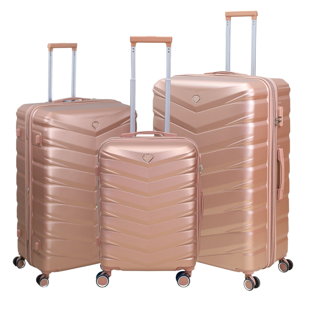 3PCS Travel Suitcase Denver Rose Gold Expandable ABS Luggage