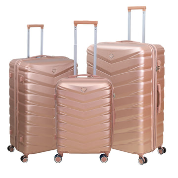 3PCS Travel Suitcase Denver Rose Gold Expandable ABS Luggage