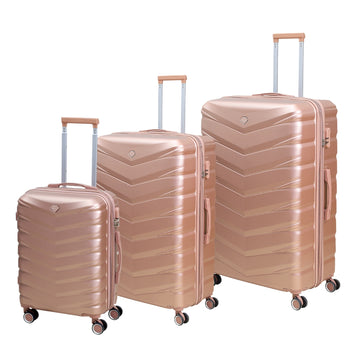 Travel Suitcase 4Pcs Set Rose Gold Expandable Luggage Trolley