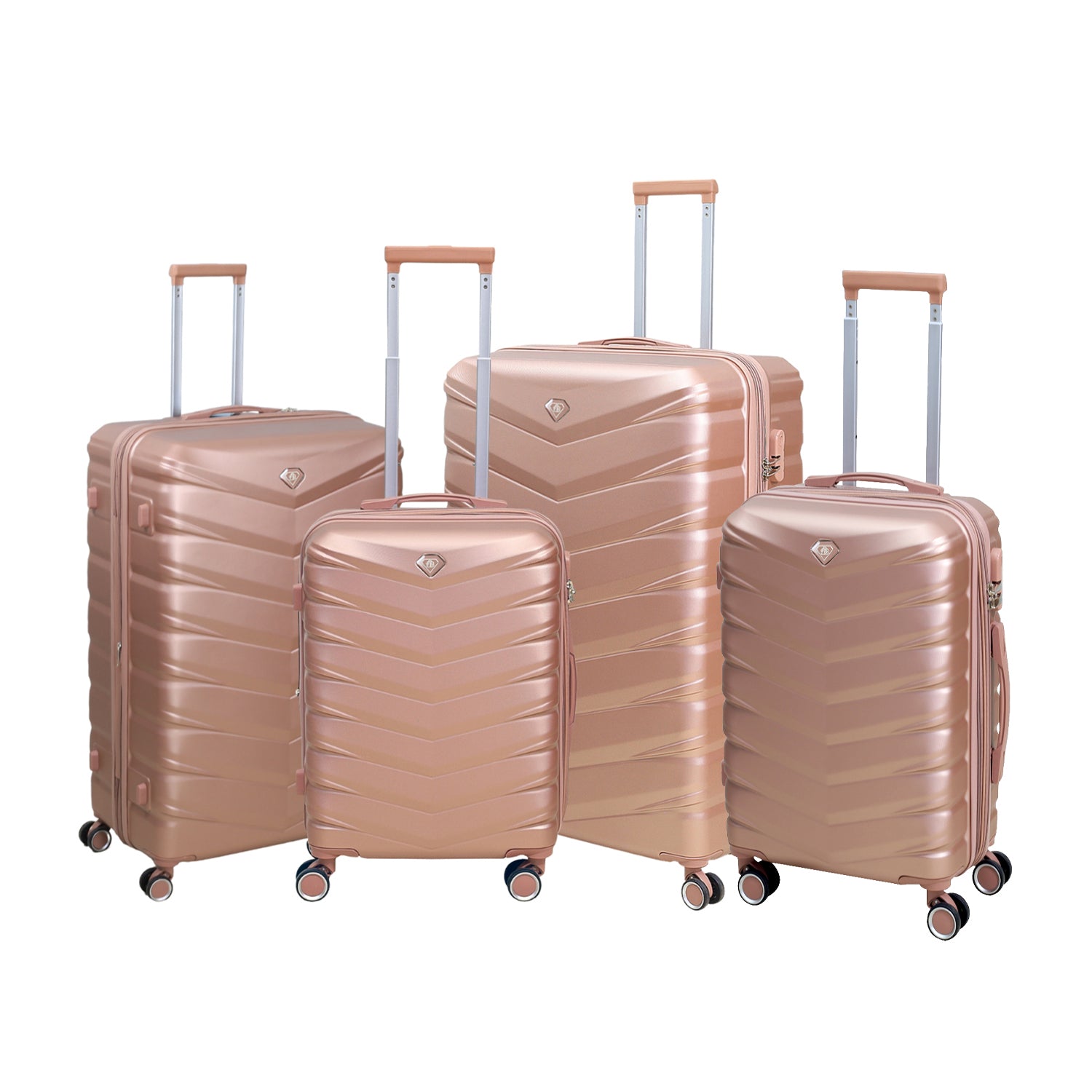 Travel Suitcase 4Pcs Set Rose Gold Expandable Luggage Trolley