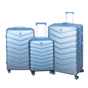 Travel Suitcase 3Pcs Set Ice Blue Expandable Luggage Trolley