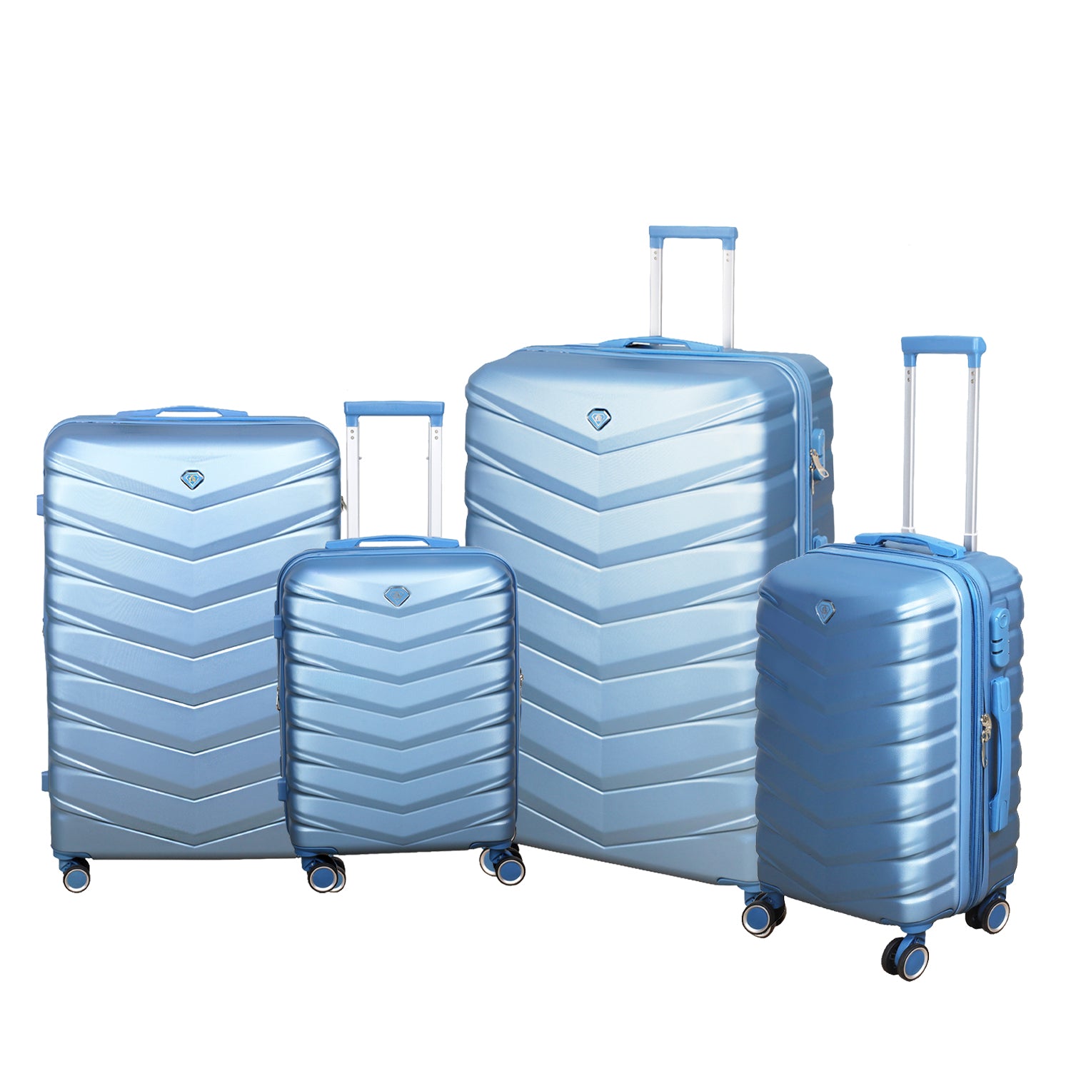 Travel Suitcase 4Pcs Set Ice Blue Expandable Luggage Trolley