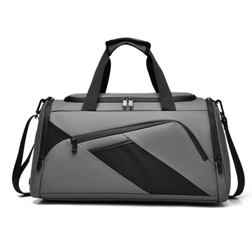 Large Grey Water Resistant Travel Gym Sports Hold all Duffle Bag