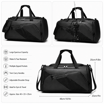 Large BlackWater Resistant Travel Gym Sports Hold all Duffle Bag