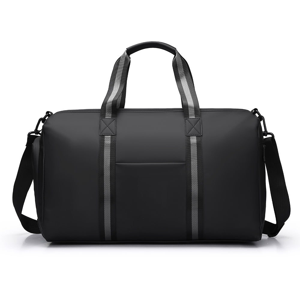 Large Black Stripe Water Resistant Gym Sports Hold all Duffle Bag