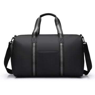 Large Black Stripe Water Resistant Gym Sports Hold all Duffle Bag