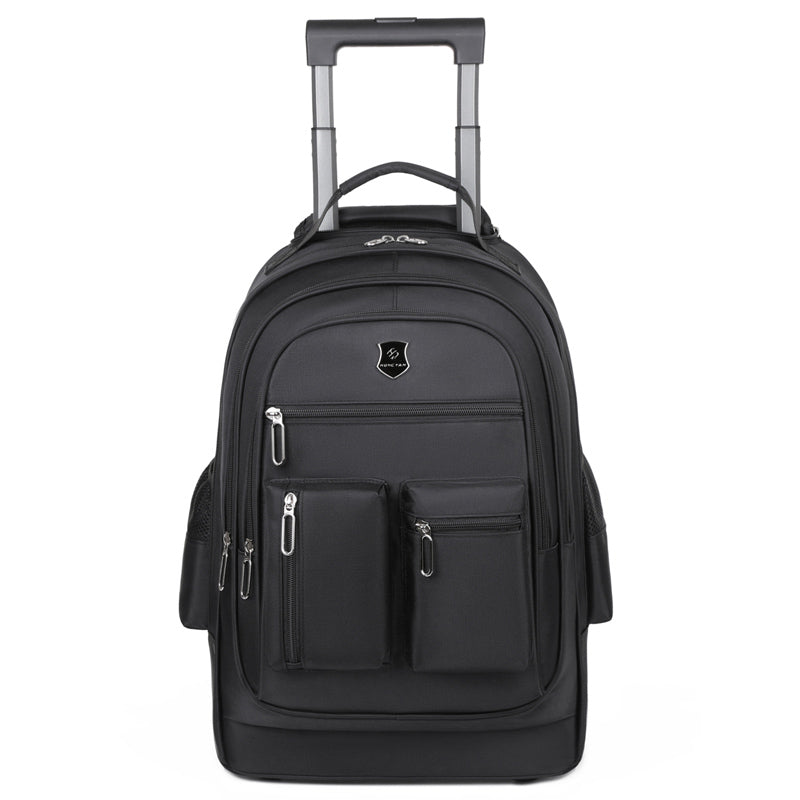 Black Rolling Laptop Backpack Wheeled Trolley Travel Work Business Bag