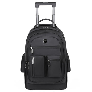 Black Rolling Laptop Backpack Wheeled Trolley Travel Work Business Bag