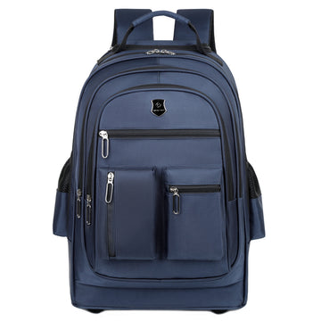 Blue Rolling Laptop Backpack Wheeled Trolley Travel Work Business Bag