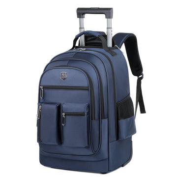 Blue Rolling Laptop Backpack Wheeled Trolley Travel Work Business Bag