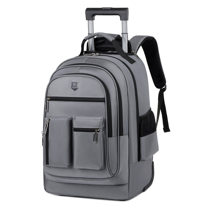 Grey Rolling Laptop Backpack Wheeled Trolley Travel Work Business Bag