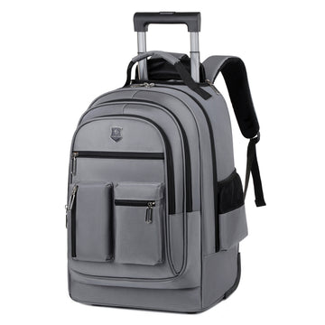 Grey Rolling Laptop Backpack Wheeled Trolley Travel Work Business Bag