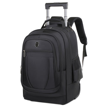 Black Wheeled Laptop Backpack Travel Work Trolley Business Rucksack