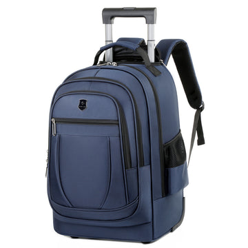 Blue Wheeled Laptop Backpack Travel Work Trolley Business Rucksack