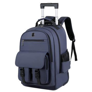 Blue Rolling Laptop Backpack Wheeled Trolley Travel Work Business Bag