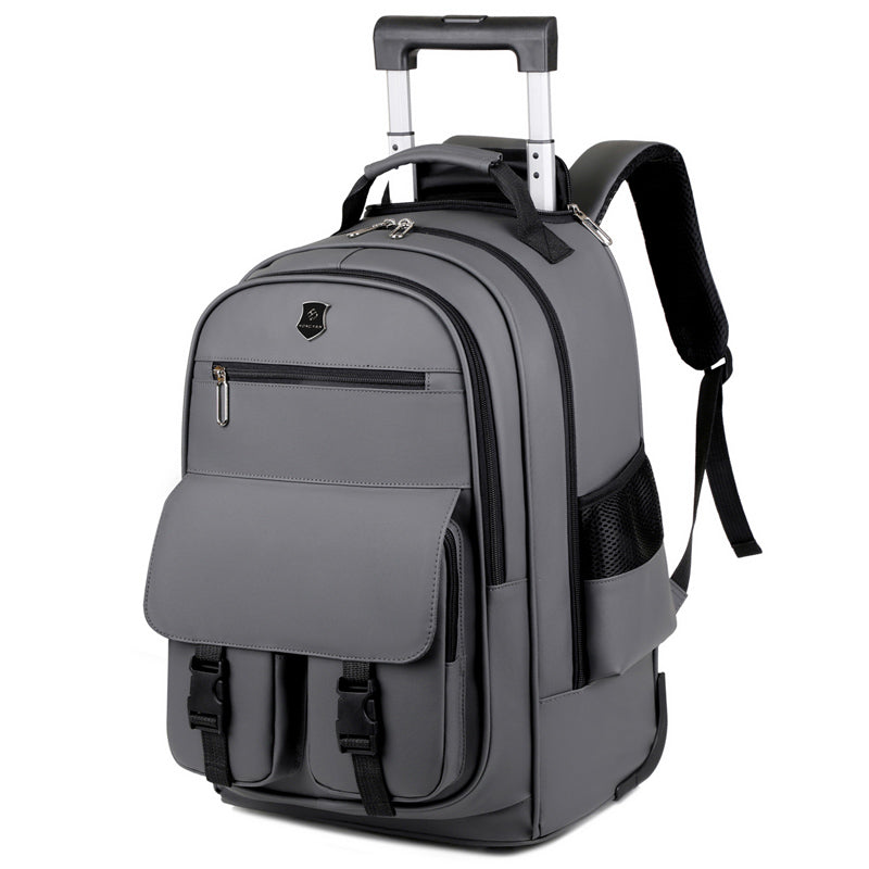 Grey Rolling Laptop Backpack Wheeled Trolley Travel Work Business Bag