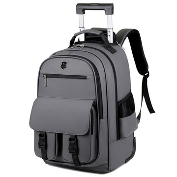 Grey Rolling Laptop Backpack Wheeled Trolley Travel Work Business Bag