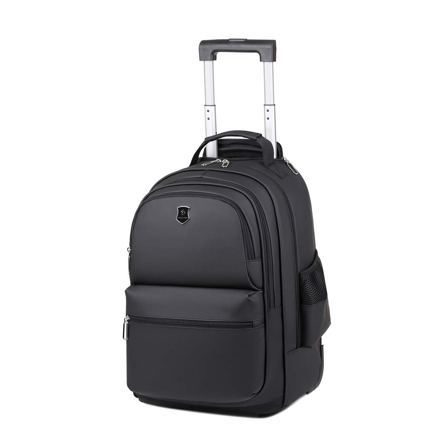 2-in-1 Rolling Trolley Black Backpack with Extendable Handle