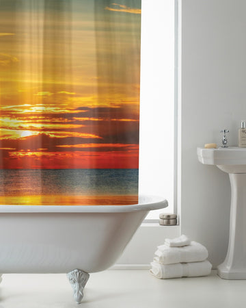 Sunset Waterproof Shower Curtain with Hooks - New