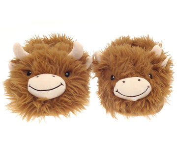 Highland Cow Novelty Slippers, UK size 7-8 Large Natural