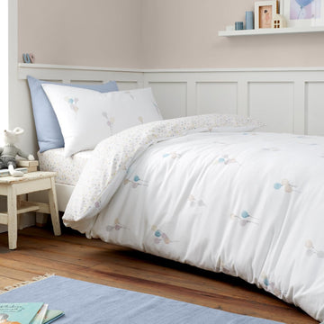 Flannelette Brushed Cotton Balloons Duvet Cover Set, Toddler Cotbed
