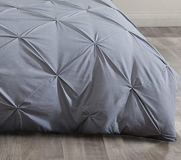 Pintuck Duvet Cover Set Poly Cotton, Double, Silver Grey