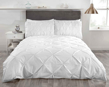 Pintuck Duvet Cover Set Poly Cotton, Double, White