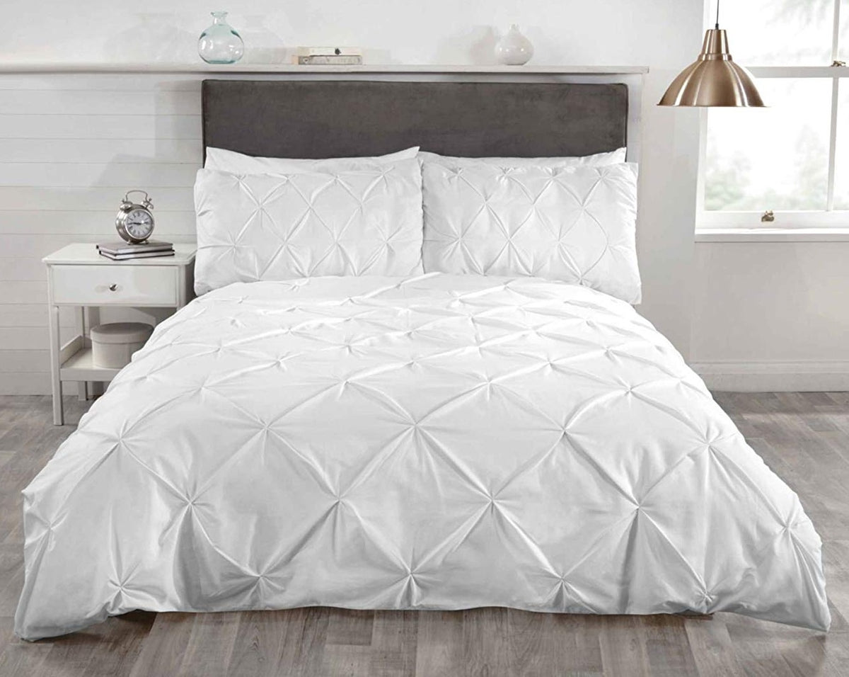 Pintuck Duvet Cover Set Poly Cotton, Double, White