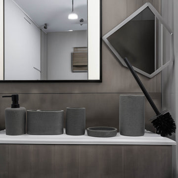 Grey Soap Dispenser Toothbrush Holder & Toilet Brush Holder
