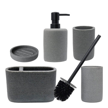 Grey Soap Dispenser Toothbrush Holder & Toilet Brush Holder