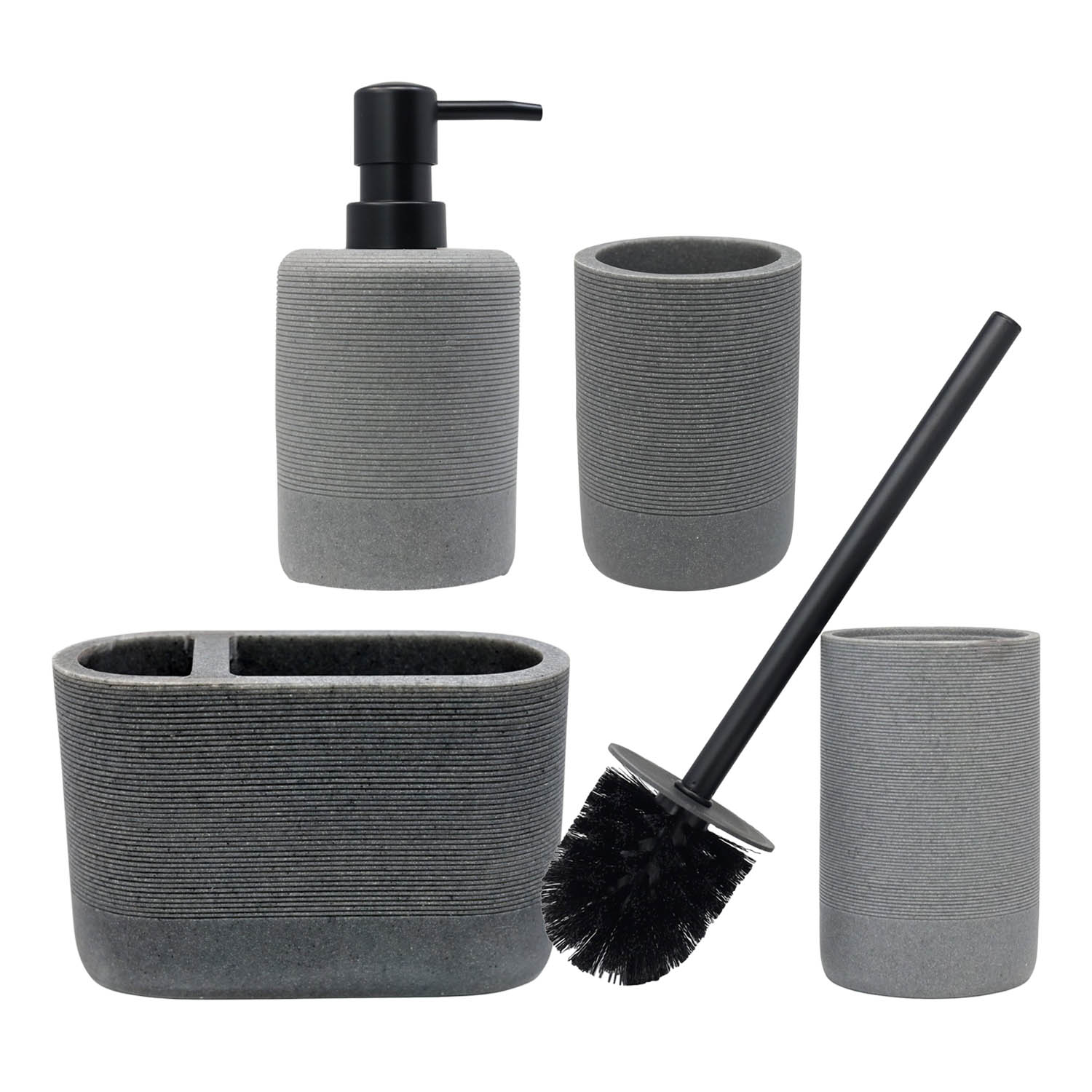 Soap Dispenser & Toothbrush Holder Set with Toilet Brush