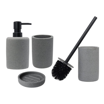 Grey Soap Dispenser & Toothbrush Holder with Toilet Brush Holder