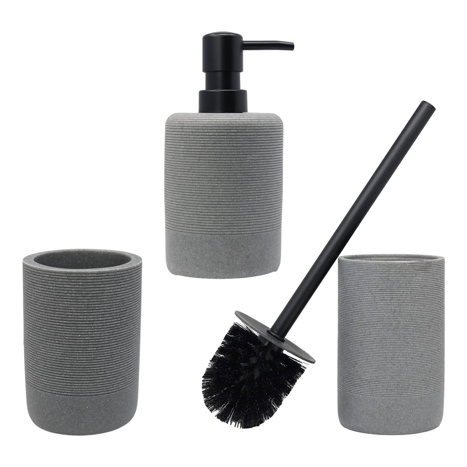 Soap Dispenser & Toothbrush Holder with Grey Toilet Brush Holder