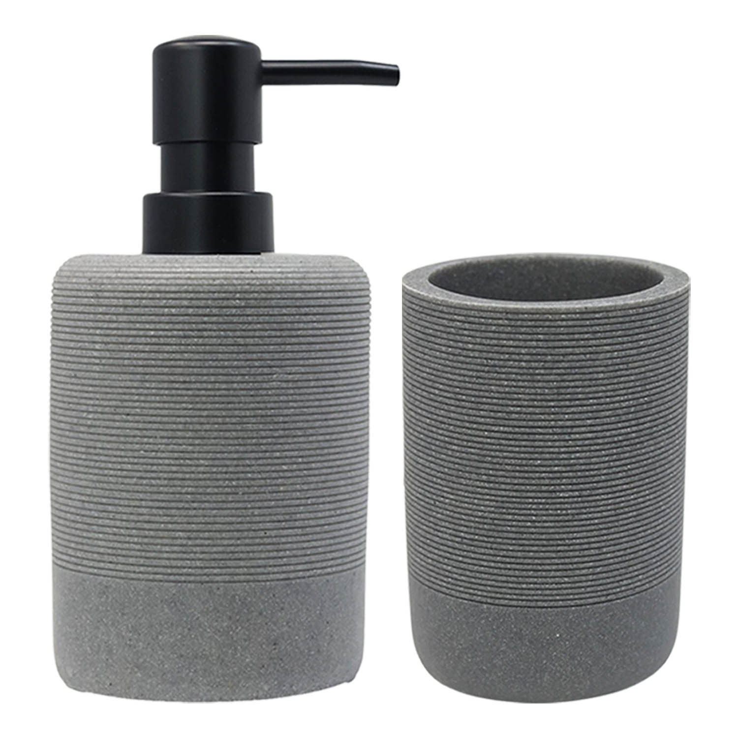 Grey Soap Shampoo Dispenser & Toothbrush Holder