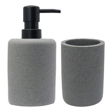 Grey Soap Shampoo Dispenser & Toothbrush Holder