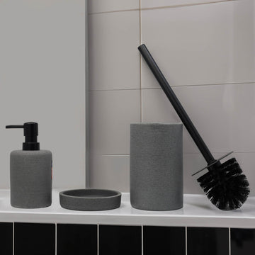 Soap Dispenser & Toothbrush Holder with Grey Toilet Brush Holder