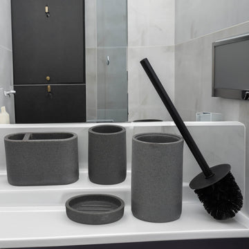 Dual Toothbrush Holder & Tumbler Soap Dish Bar Toilet Brush