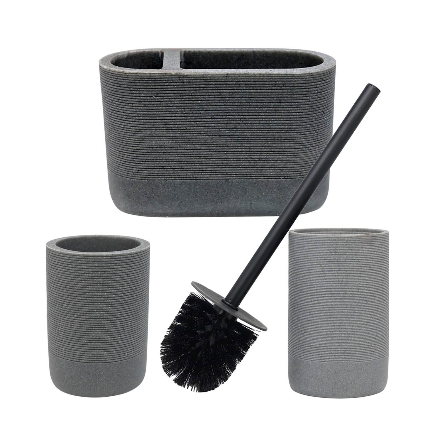 Dual Toothbrush & Tumbler Holder with Toilet Brush