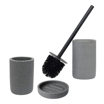 Grey Toothbrush Holder with Soap Dish & Toilet Brush Holder