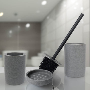 Grey Toothbrush Holder with Soap Dish & Toilet Brush Holder