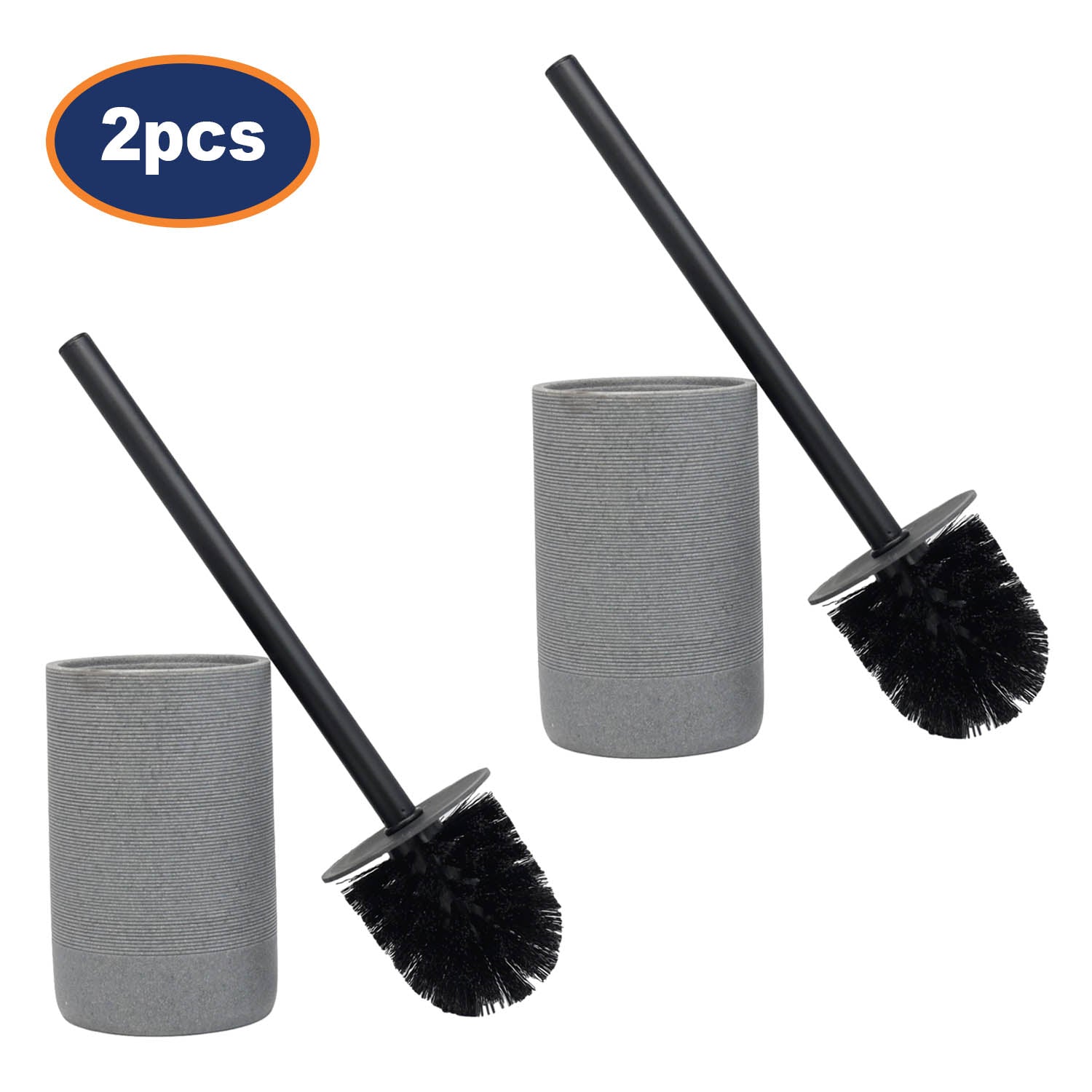 2Pcs Round Toilet Brush & Holder