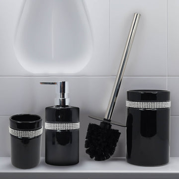 Diamante Stripe Soap Dispenser Toothbrush Holder & Toilet Brush Holder