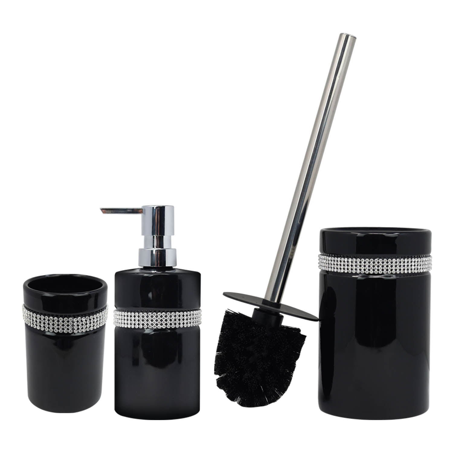 Diamante Stripe Soap Dispenser Toothbrush Holder & Toilet Brush Holder