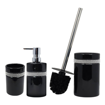 Diamante Stripe Soap Dispenser Toothbrush Holder & Toilet Brush Holder