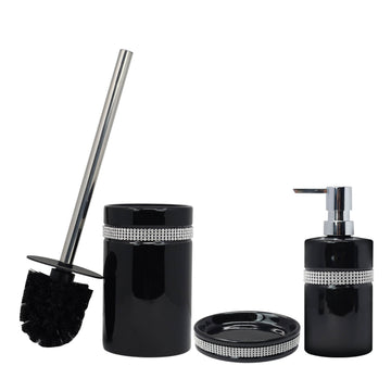 Diamante Stripe Soap Dispenser & Dish with Toilet Brush Holder