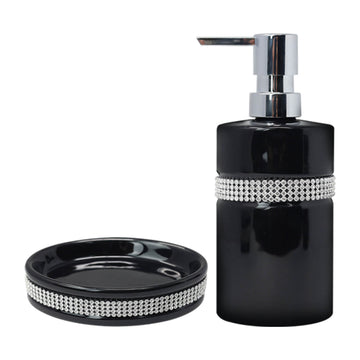 Diamante Stripe Soap Shampoo Lotion Dispenser & Soap Dish Holder