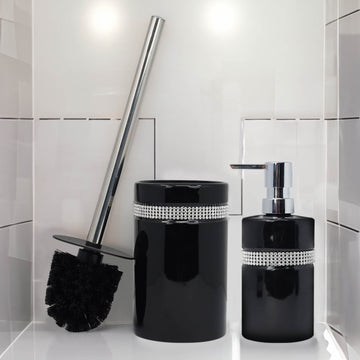 Diamante Stripe Soap Shampoo Dispenser & Toilet Brush Holder